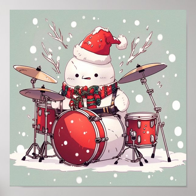 Snowman spielt Trommeln Poster (Vorne)