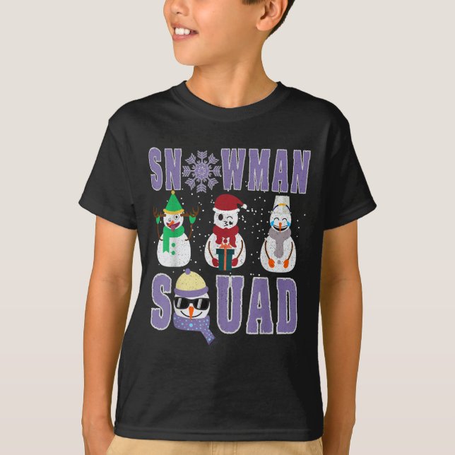 Snowman Squad Funny Family Matching, Teacher And S T-Shirt (Vorderseite)