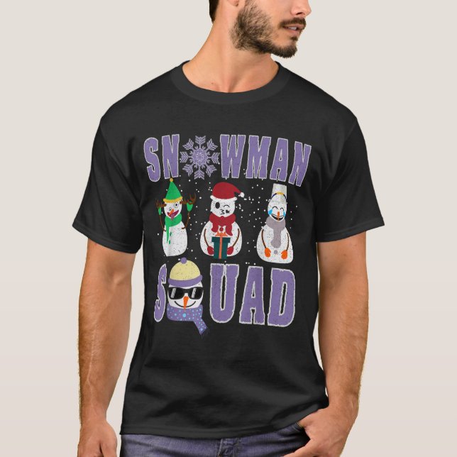 Snowman Squad Funny Family Matching, Teacher And S T-Shirt (Vorderseite)
