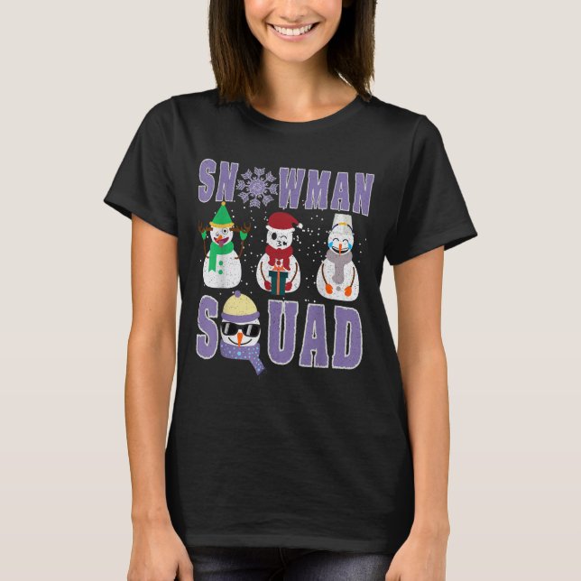Snowman Squad Funny Family Matching, Teacher And S T-Shirt (Vorderseite)