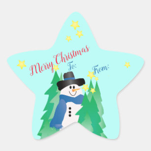 Snowman Star Shaped Stern-Aufkleber