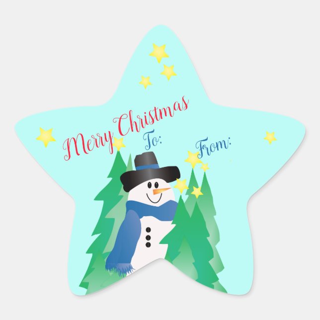Snowman Star Shaped Stern-Aufkleber (Vorderseite)
