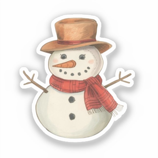 Snowman Sticker | Cozy Winter Character Doodle (Vorderseite)