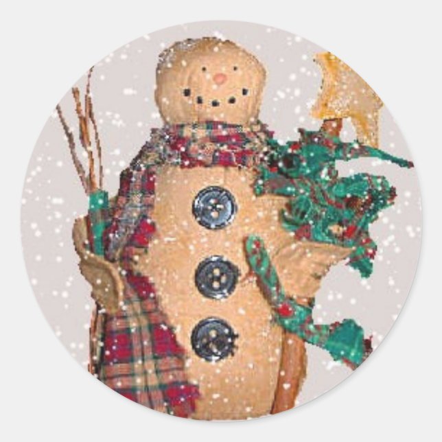 Snowman-Sticker Runder Aufkleber (Vorderseite)