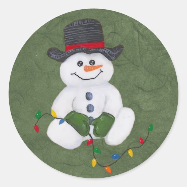 Snowman-Sticker setzen Runder Aufkleber (Vorderseite)