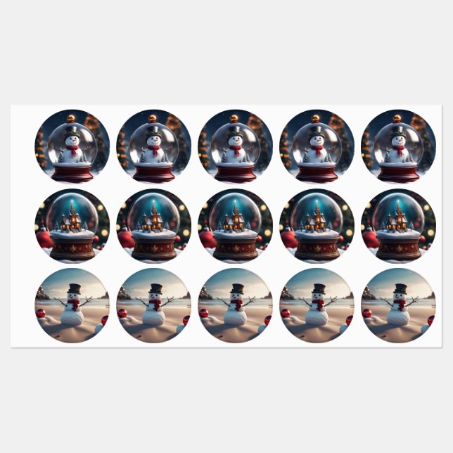 Snowman Stickers Etiketten (Blatt)
