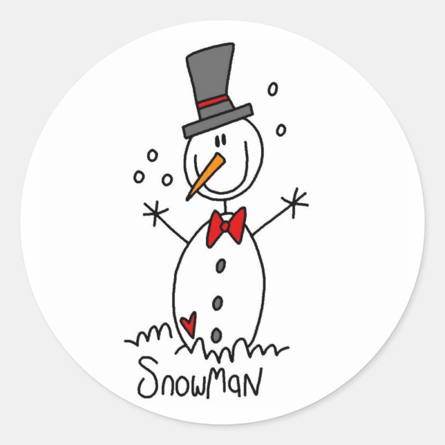 Snowman Strichmännchen Sticker (Vorderseite)