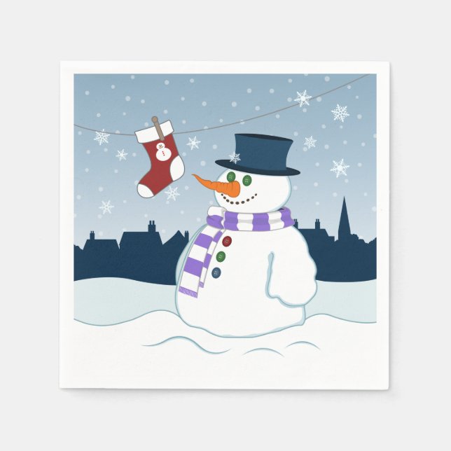 Snowman & Strumpf Weihnachten Serviette (Vorderseite)