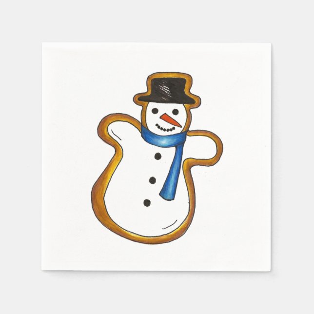 Snowman Sugar Cookie Weihnachten Winter Hanukkah Serviette (Vorderseite)