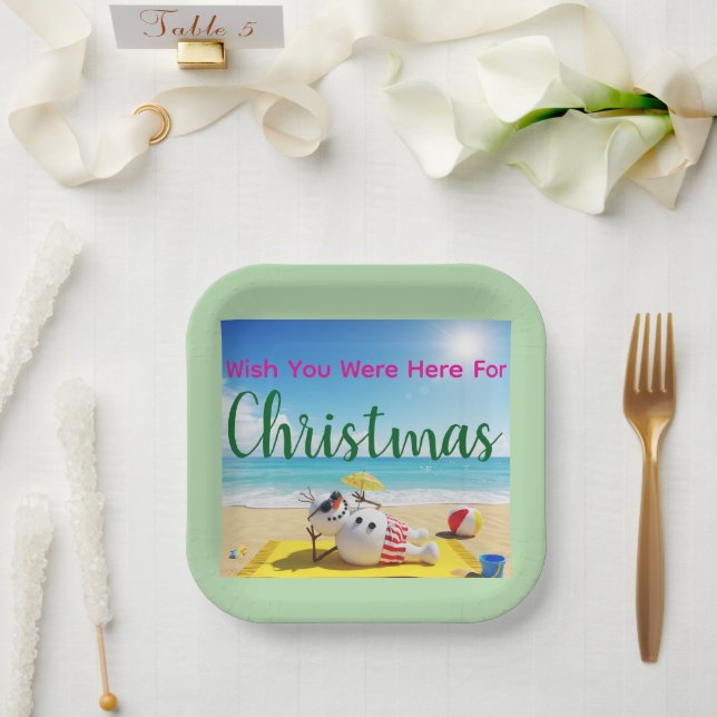 Snowman Sunbaden Pappteller (Hochzeit)