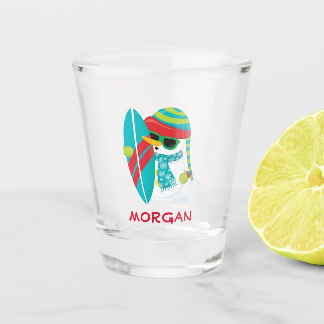Snowman surfen schnapsglas (Vorderseite)