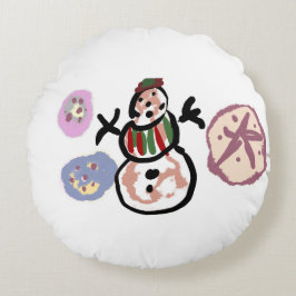 Snowman sweet rundes kissen