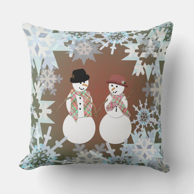 Snowman Sweethearts Kissen (Vorderseite)