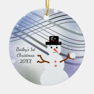 Snowman Swirl Erstes Weihnachtsfest Keramik Ornament