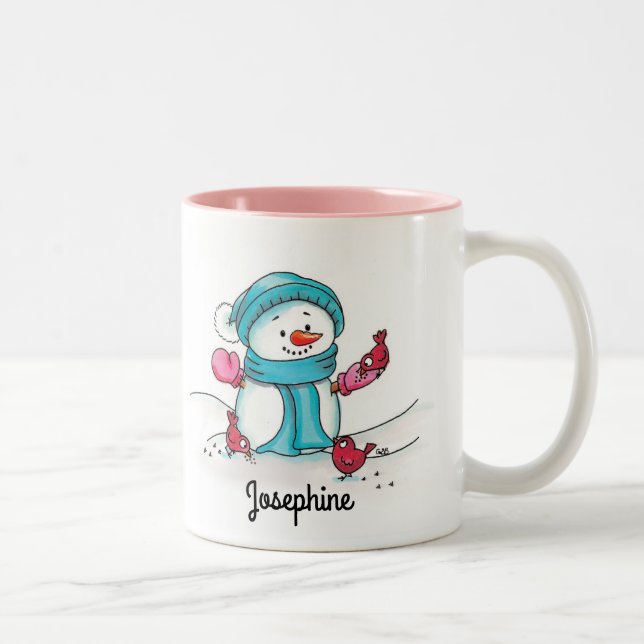 Snowman Tasse, Pink - Gerda Steiner Zweifarbige Tasse (Rechts)