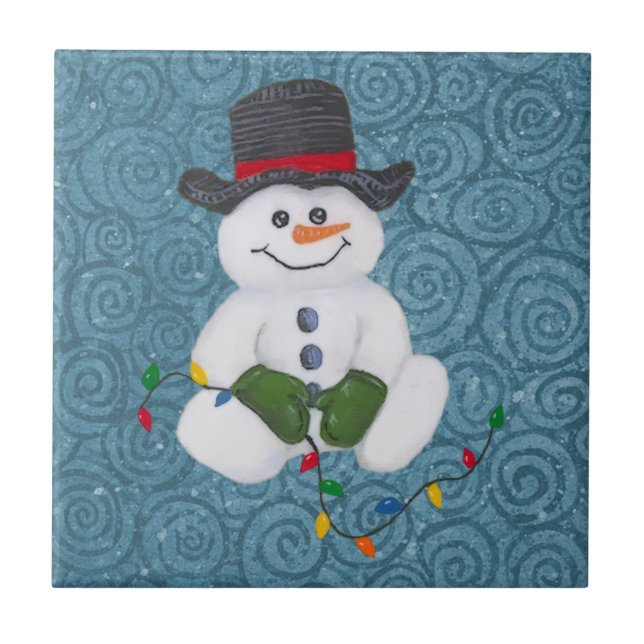 Snowman Tile sitzend Fliese (Vorderseite)
