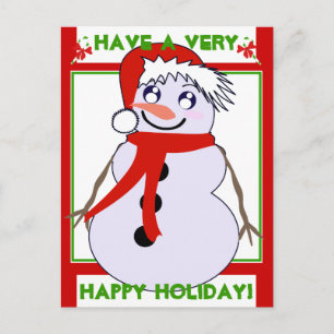 Snowman Toon Red Holiday! Postkarte
