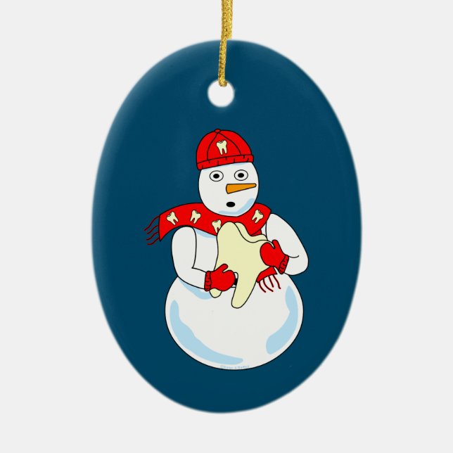 Snowman Tooth Keramik Ornament (Vorne)