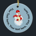 Snowman Tooth Keramik Ornament<br><div class="desc">Ein Schneemann,  der einen Zahn mit einem Schal mit Zähnen hält,  ist ein lustiges zahnmedizinisches Design für Zahnärzte,  Zahnärzte,  Endodontisten,  Parodontisten und Kieferorthopäden</div>