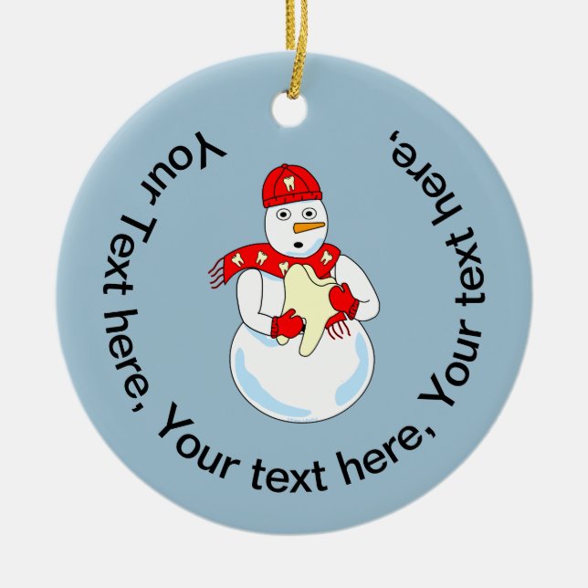 Snowman Tooth Keramik Ornament (Vorne)