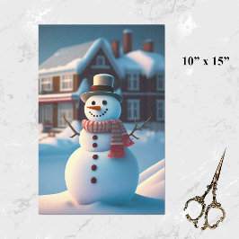 Snowman Town Illustration Small Seidenpapier