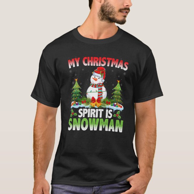 Snowman trägt Weihnachtsmannmütze Mein Weihnachtsg T-Shirt (Vorderseite)