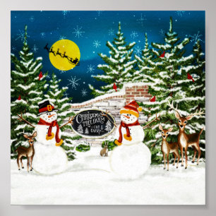 Snowman Tree Farm Poster