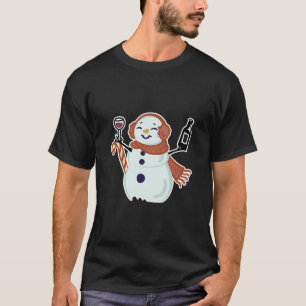 Snowman trinkt Wein Weihnachten Party Geschenk zum T-Shirt