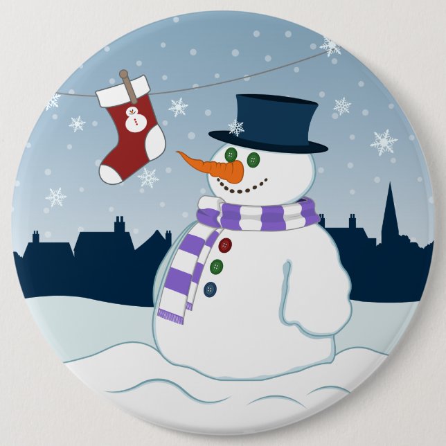 Snowman u. Strumpf-Weihnachten Button (Vorderseite)