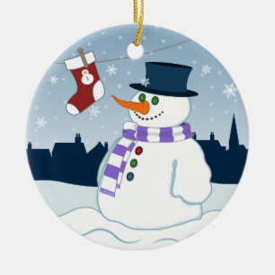 Snowman u. Strumpf-Weihnachten Keramik Ornament
