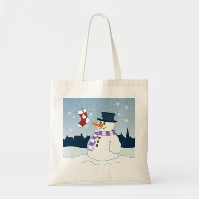 Snowman u. Strumpf-Weihnachten Tragetasche (Vorne)