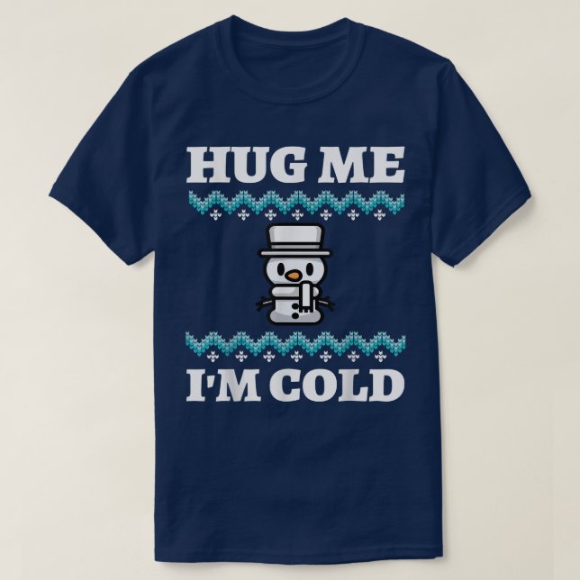 Snowman Ugly Christmas Sweater Ugly Hanukkah Hug M T-Shirt (Design vorne)