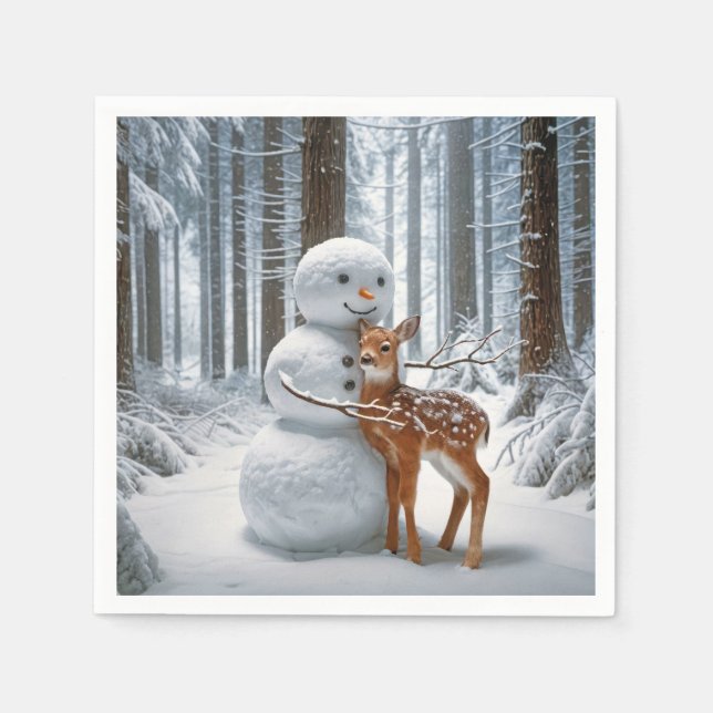 Snowman umarmt einen Vater Serviette (Vorderseite)