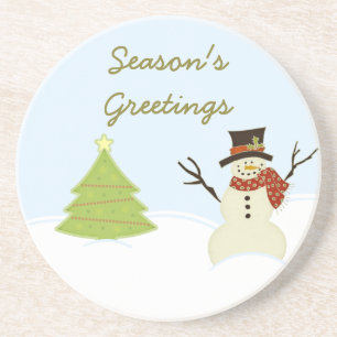 Snowman-und Baum-WeihnachtsUntersetzer Sandstein Untersetzer