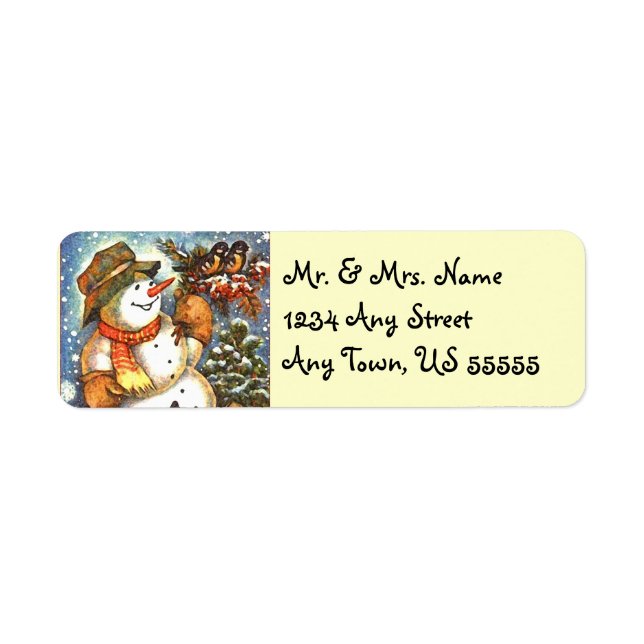 Snowman und Bird Holiday Address Labels (Vorne)