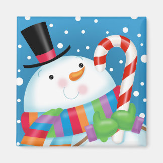 Snowman und Candy Cane Magnet
