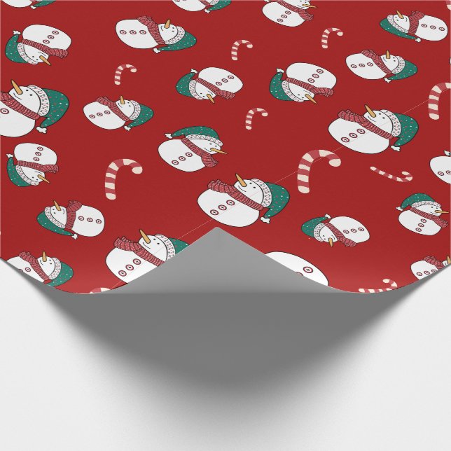 Snowman und Candy Canes Weihnachten Geschenkpapier (Ecke)