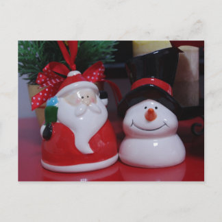 Snowman und der Weihnachtsmann Feiertagspostkarte