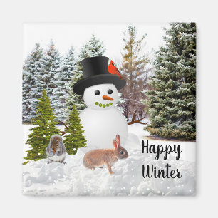 Snowman und Friends Happy Winter Season Kühlschran Magnet