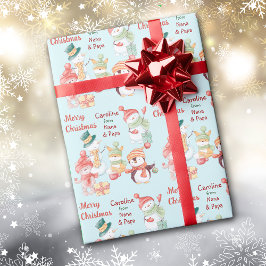 Snowman und Friends Weihnachts Party Kids' Geschenkpapier