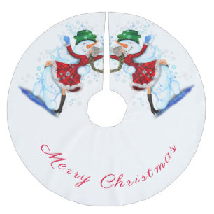 Snowman und Girl Dancers Weihnachtsbaumrock Polyester Weihnachtsbaumdecke