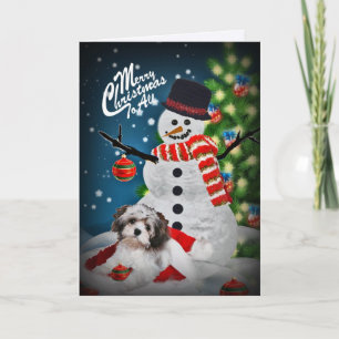 Snowman und Havanese Frohe Weihnachtskarten Feiertagskarte