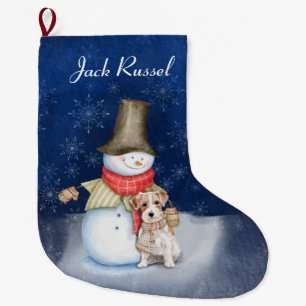 Snowman und Hund - Jack Russell Terrier Großer Weihnachtsstrumpf