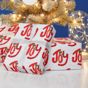 Snowman und Joy on Wood Geschenkpapier