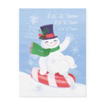 Snowman und Peppermint Postcard