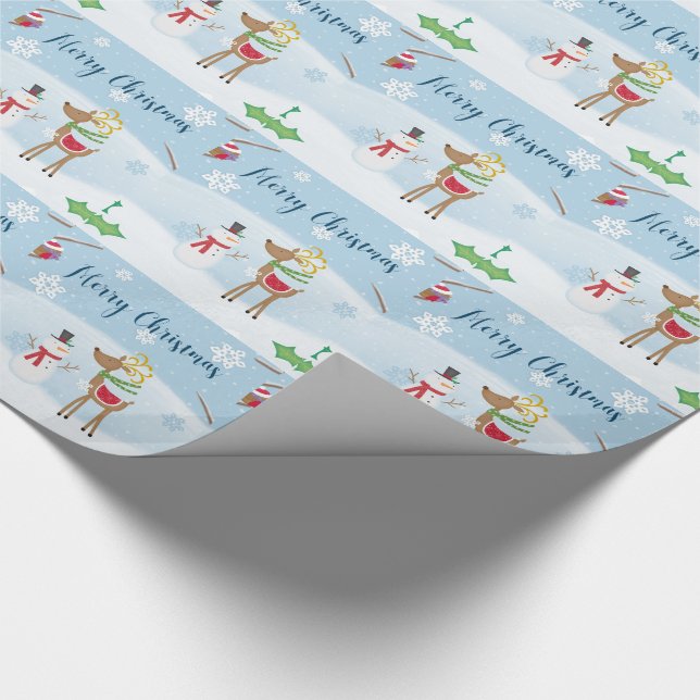 Snowman und Reindeer Geschenkpapier (Ecke)