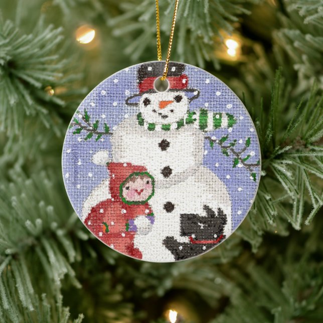 Snowman und Scotty Ornament (Baum)