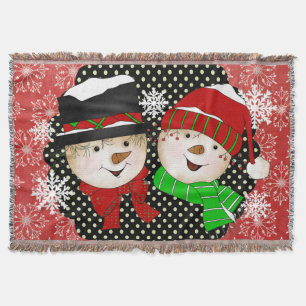 Snowman und Snow Lady Snowflakes Holiday Throw Decke