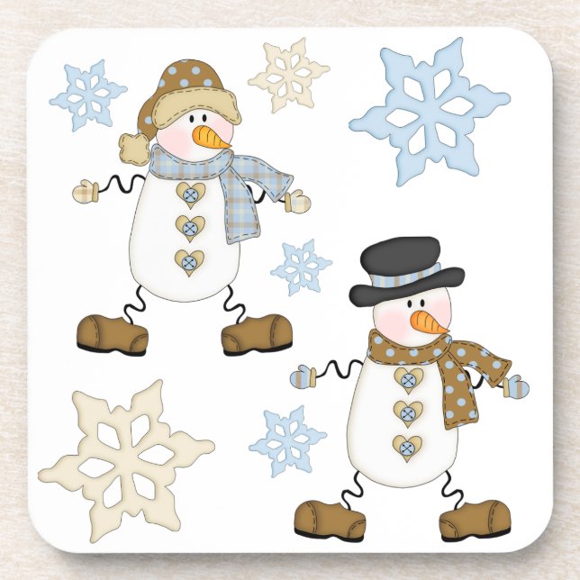 Snowman und Snowflake Holiday Untersetzer (Vorderseite)