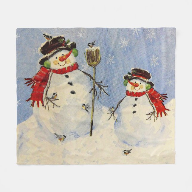 Snowman und Son Fleecedecke (Vorderseite (Horizontal))